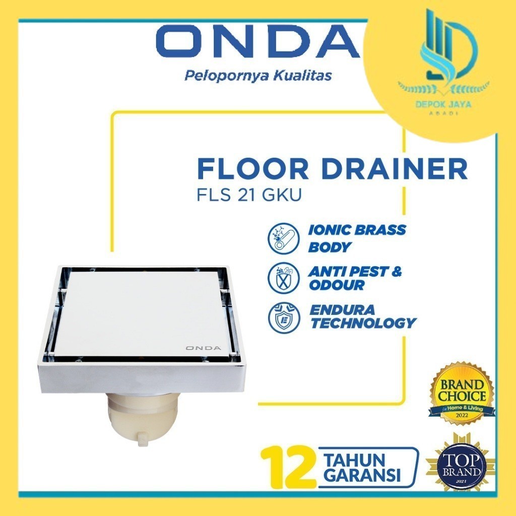 Floor Drain Saringan Got Kamar Mandi Kuningan Tile Insert Anti Bau FLS 21 GKU 2"