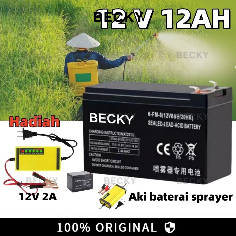BECKY Aki Sepeda Listrik 12v 12ah Aki Tangki Semprot Aki Kering 12V12AH Garansi/Aki Sepeda Listrik A
