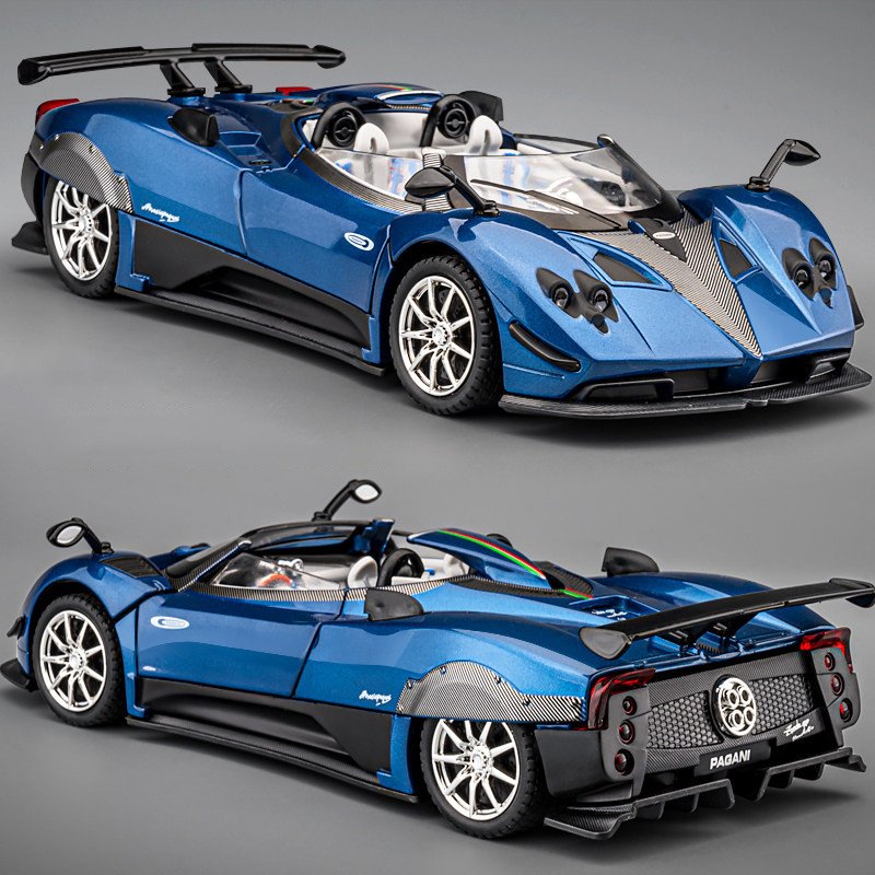 1:24 Pagani Zonda HP Barchetta Supercar Alloy Car Model Sound and Light Pull Back Children's Toy Col