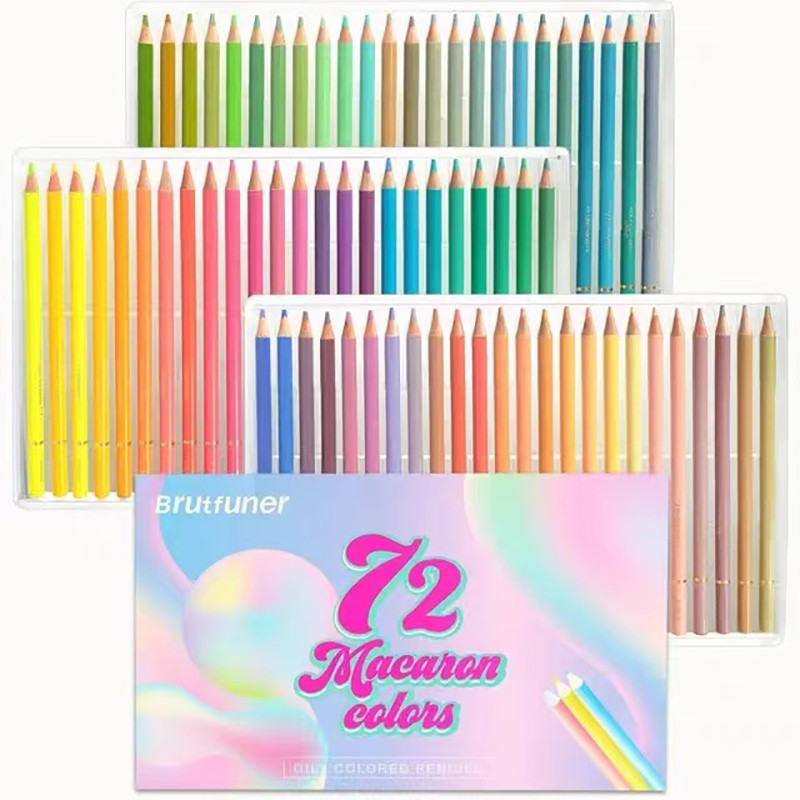 

50/72 color macaron colored pencil set, cork oil colored pencils for shadow sketching, painting, gift packaging