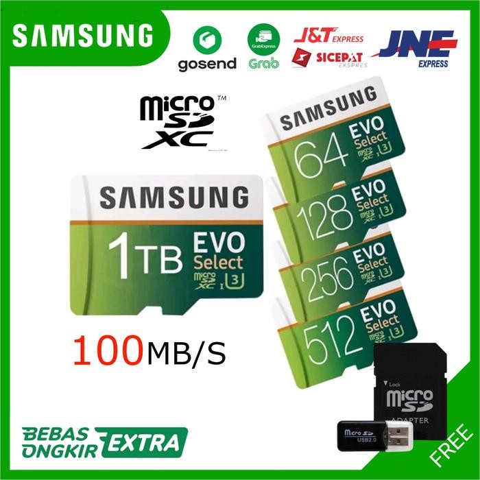 Kartu Memori 128 256 512 GB 1TB 100 mb/s Samsung evo Micro SD Card - 128 gb