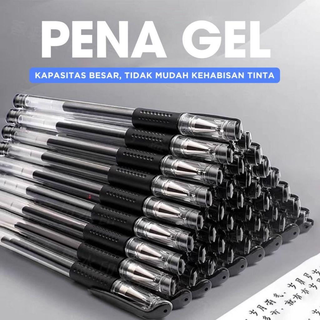 

Pulpen Gel Pen Tinta Hitam - Lusin Bolpoin Plastik Stationery