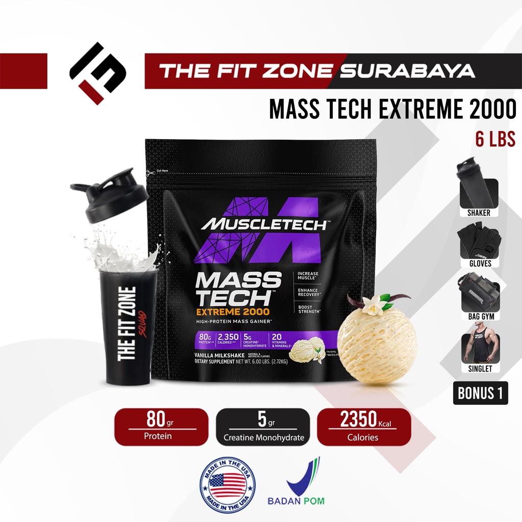 MuscleTech Mass-Tech Extreme 2000 6 Lbs Masstech Susu Protein Gainer