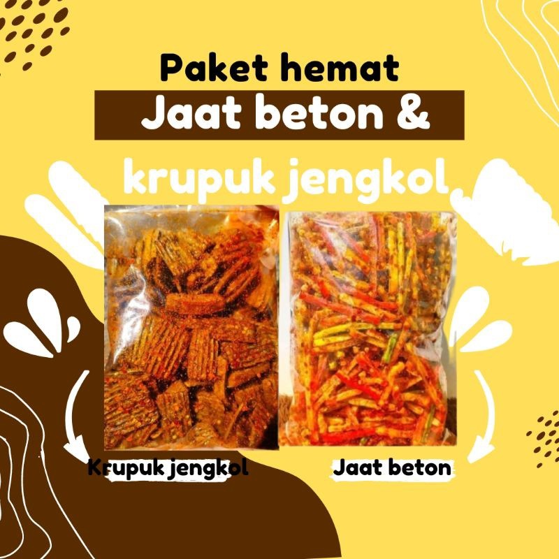

Paket hemat jaat beton & krupuk jengkol pedas daun jeruk