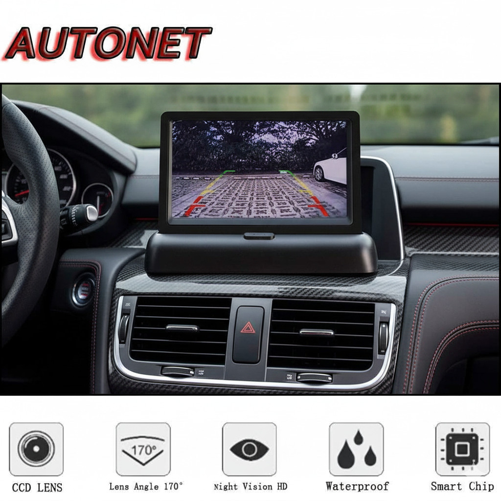 COD Layar Monitor LCD Model Lipat Untuk Kamera Parkir Mundur Mobil Belakang Lengkap Dengan DVD Playe