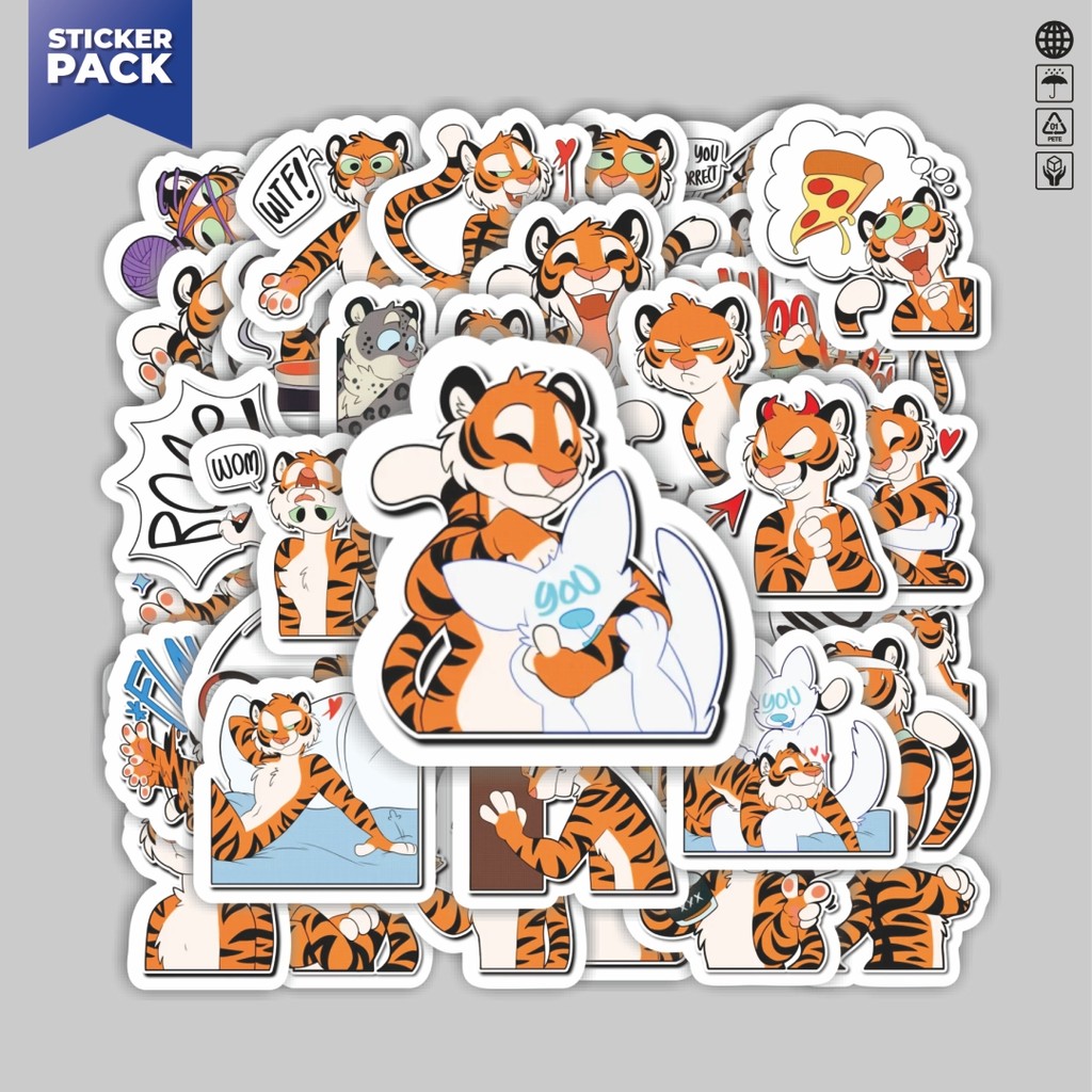 

[100PCS]Stiker Pack Stiker Funny Character Tora San The Tiger Aesthetic Vinyl Anti Air Dekorasi Sticker Laptop Buku Journal Koper Helm Casing HP Gitar Helm Skateboard