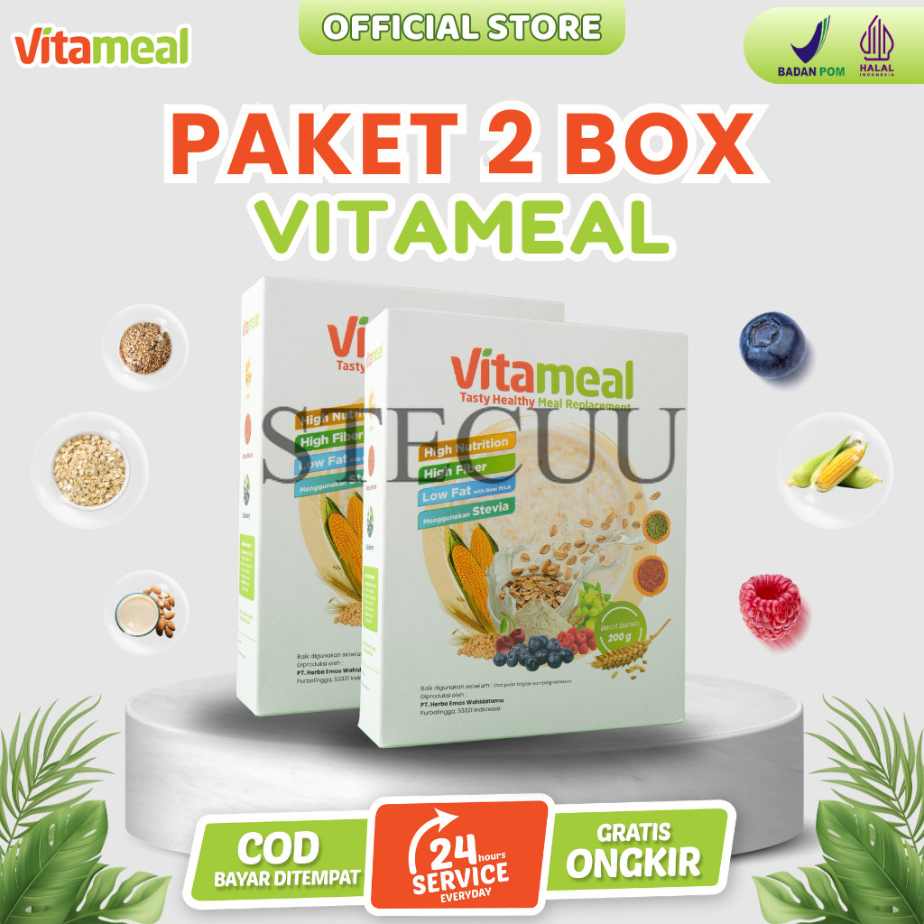 

[ GARANSI ] Vitameal Paket 2 Box Sereal Sehat Multigrain Ampuh Menurunkan Gula Darah Tinggi Mencegah Diabetes Kolesterol Asam Lambung Maag VETAMEAL GERD