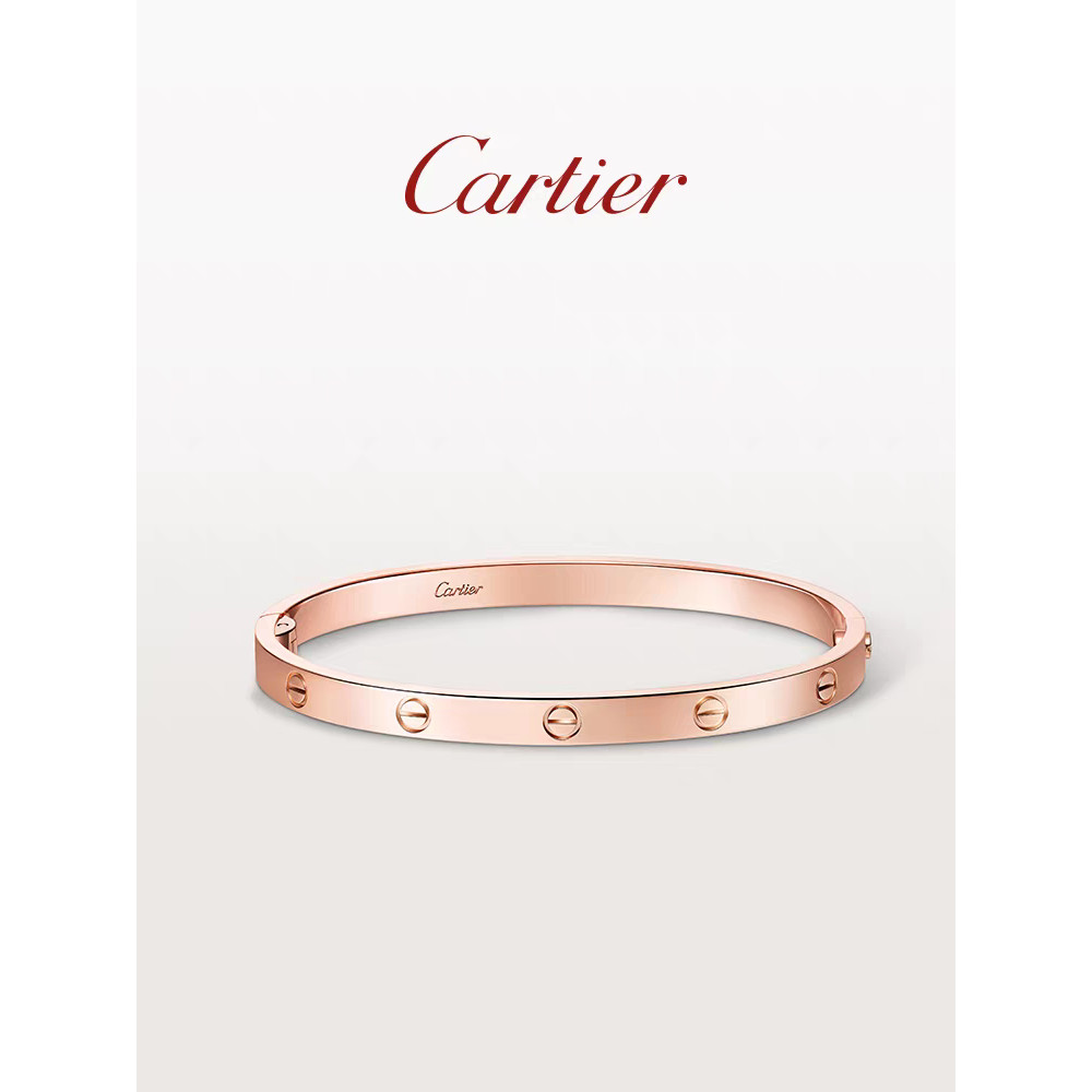 【100%】Asli CARTIER (Kǎ Dì Yà) Gelang Wanita Seri LOVE - Desain Tertutup, Motif Sekrup, Versi Lebar, 