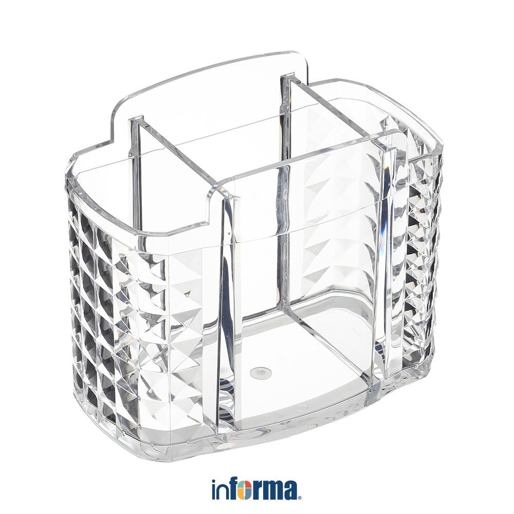 Informa 14.2X7.7X12.3 cm Organizer Kosmetik Transparan Tempat Makeup Sekat Wadah Simpan Alat Dandan 