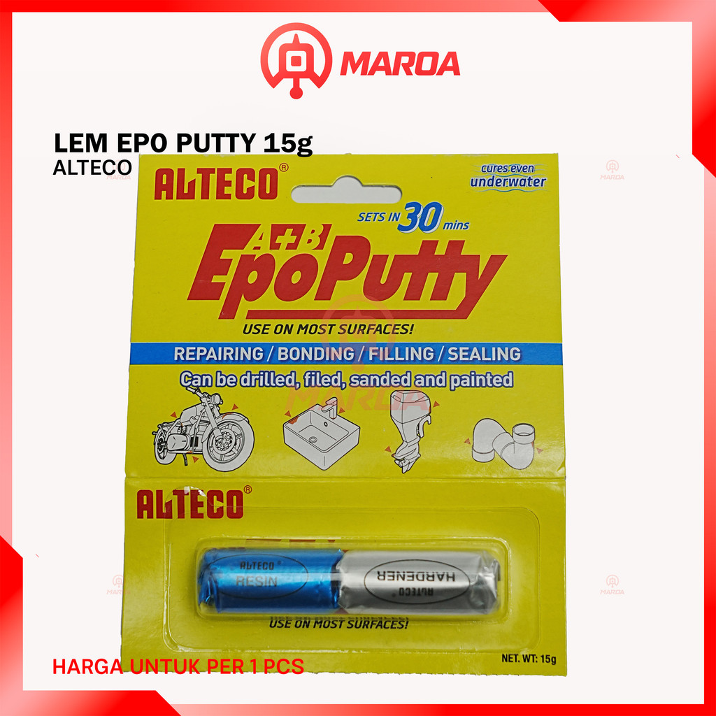 

Alteco Epo Putty 15g Lem Epoxy Kuat Tahan Panas Untuk Logam Kayu Plastik Pipa Bocor dan Keramik