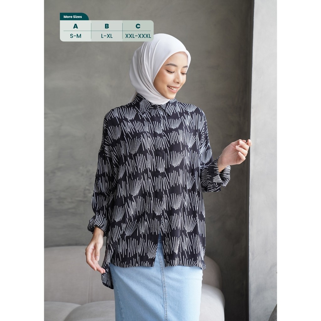 SAXCSHOP Ixora Nay Oversized Shirt - Kemeja Wanita Oversize Lengan Panjang