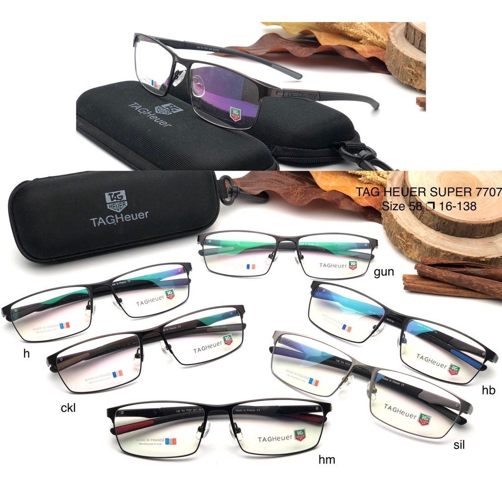 FRAME KACAMATA TITANIUM METAL TAG HEUER 7707 FASHION GAYA ELEGAN LENSA ANTI RADIASI BLURAY PHOTOCROM