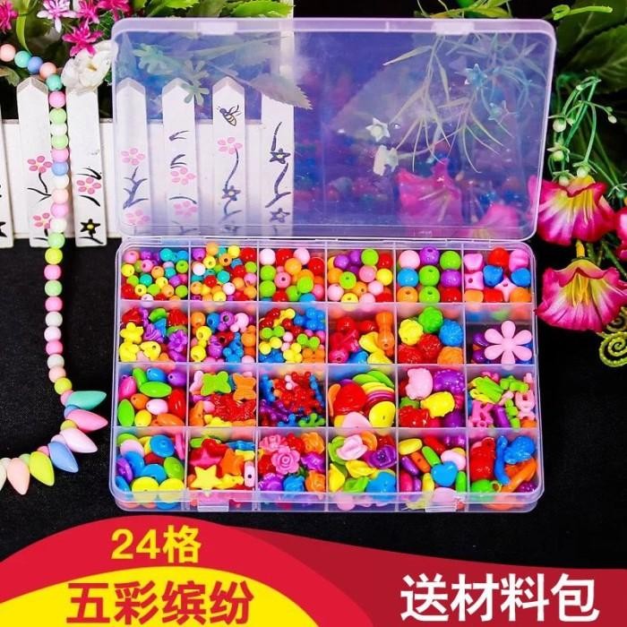 Mainan Meronce Manik Anak DIY Edukasi Ronce Gelang Kalung Kreatifitas - Colorful