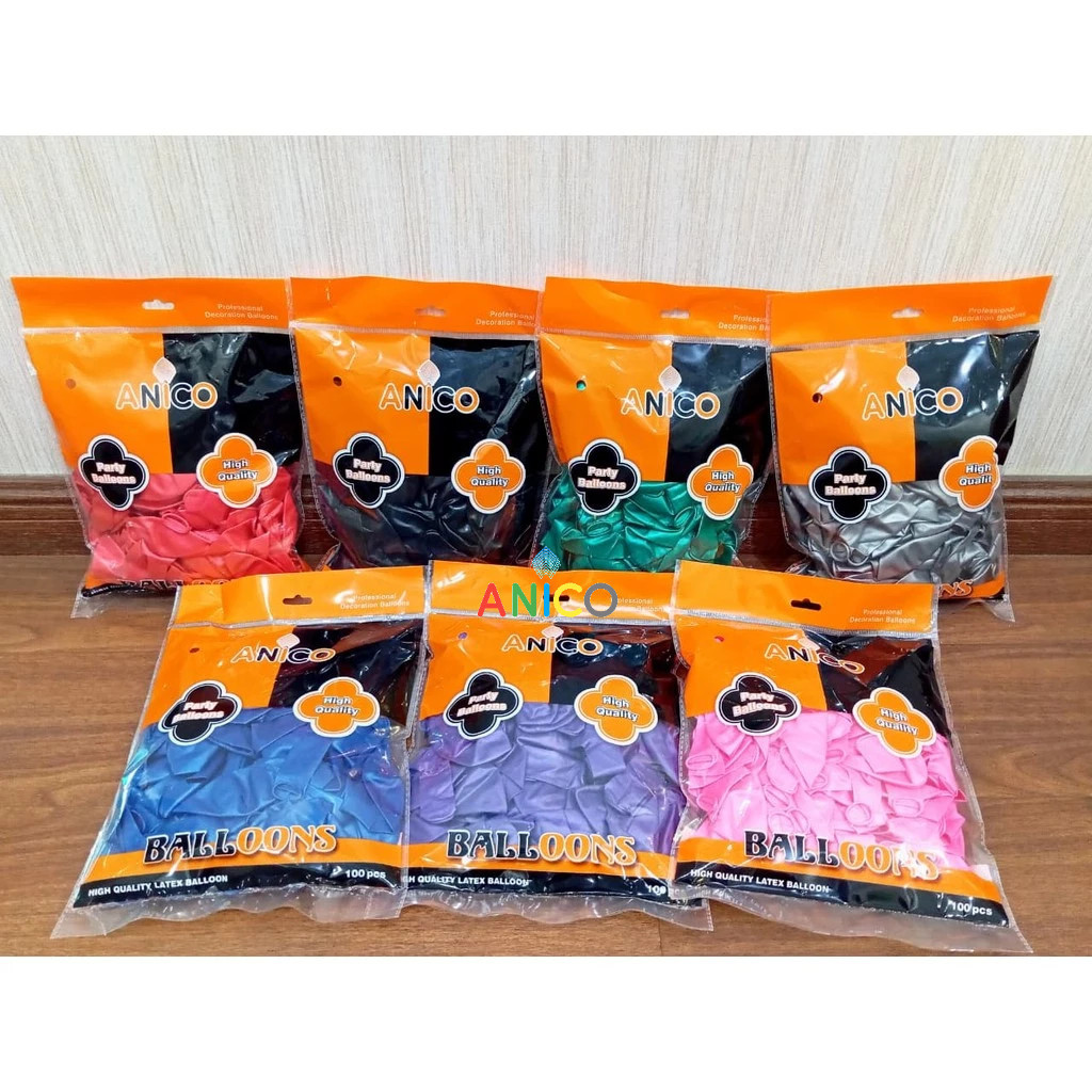 (100PCS)Balon Latex Anico Tebal Polos Metalik/Balon Latex Metalik Tebal Polos