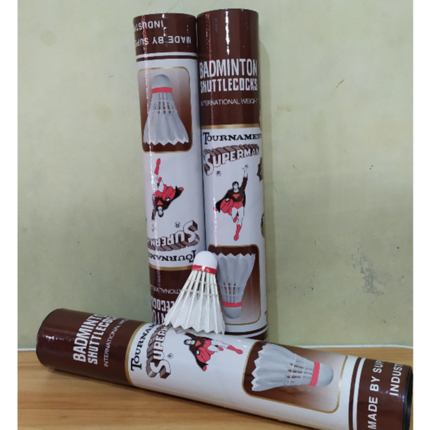 Shuttlecock Superman Coklat / Shuttlecock Badminton Superman Coklat / Kok Bulu Tangkis Superman Cokl