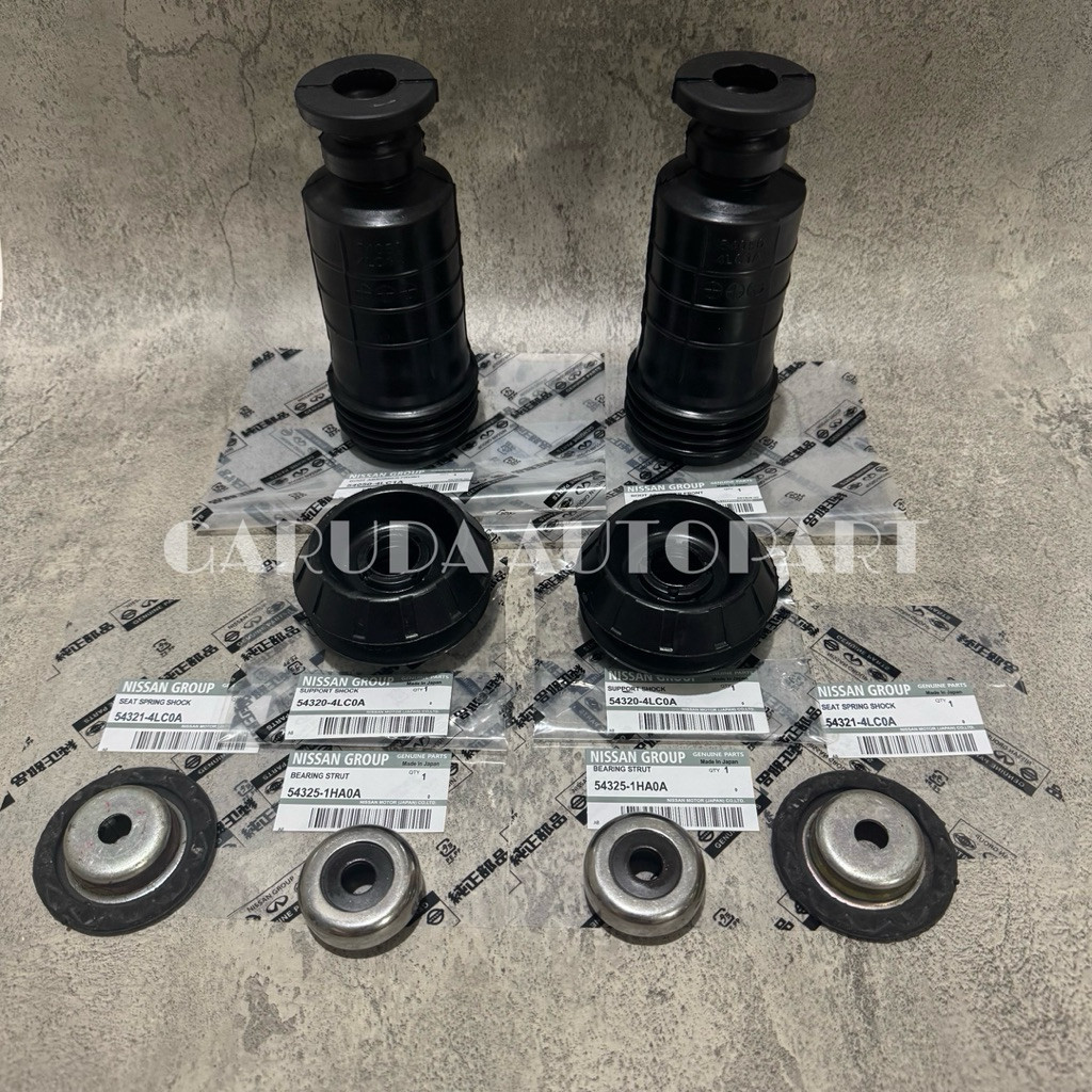 Paket karet support + tatakan support + bearing support + karet boot shock Datsun Go set 8pcs