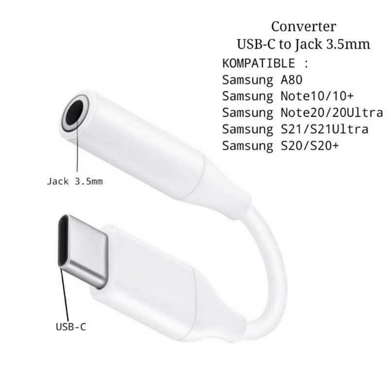 Sambungan Jack Type C Audio HP Headset konverter kabel Jack To Type C