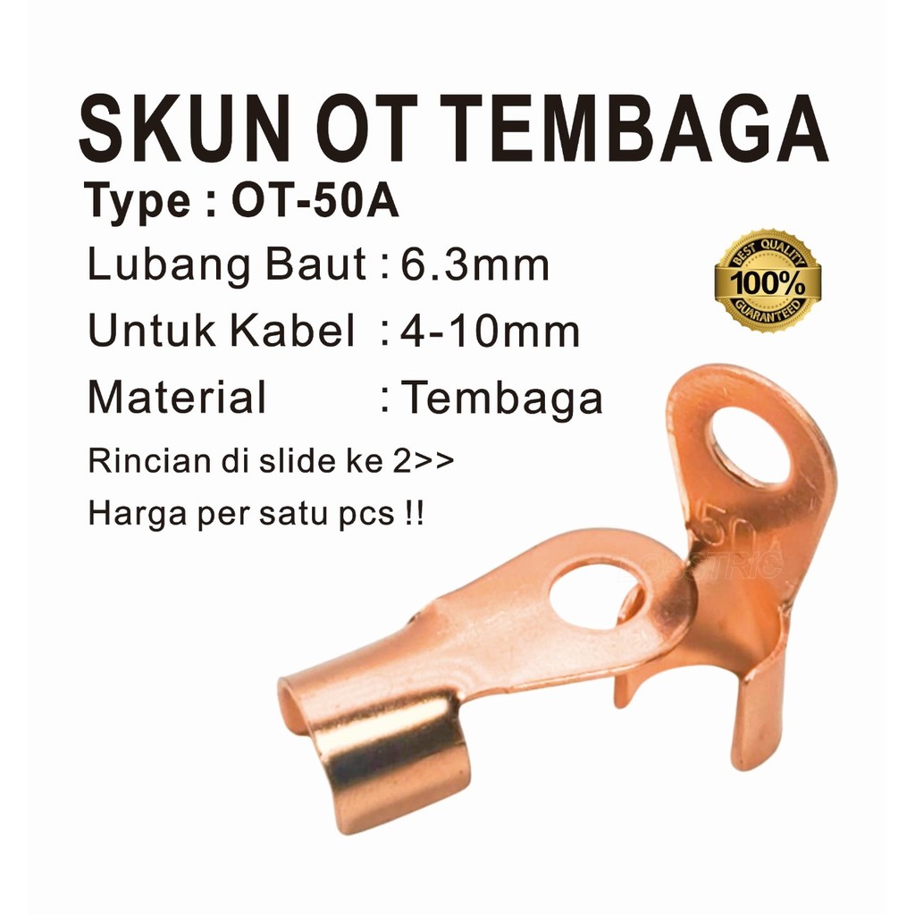 Skun Copper / Skun Kabel CU OT-50A FULL TEMBAGA