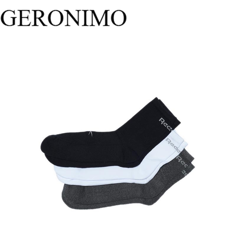 [ GERONIMO ] Reebok 3P Quarter Men's Socks - Melange/White/Melange
