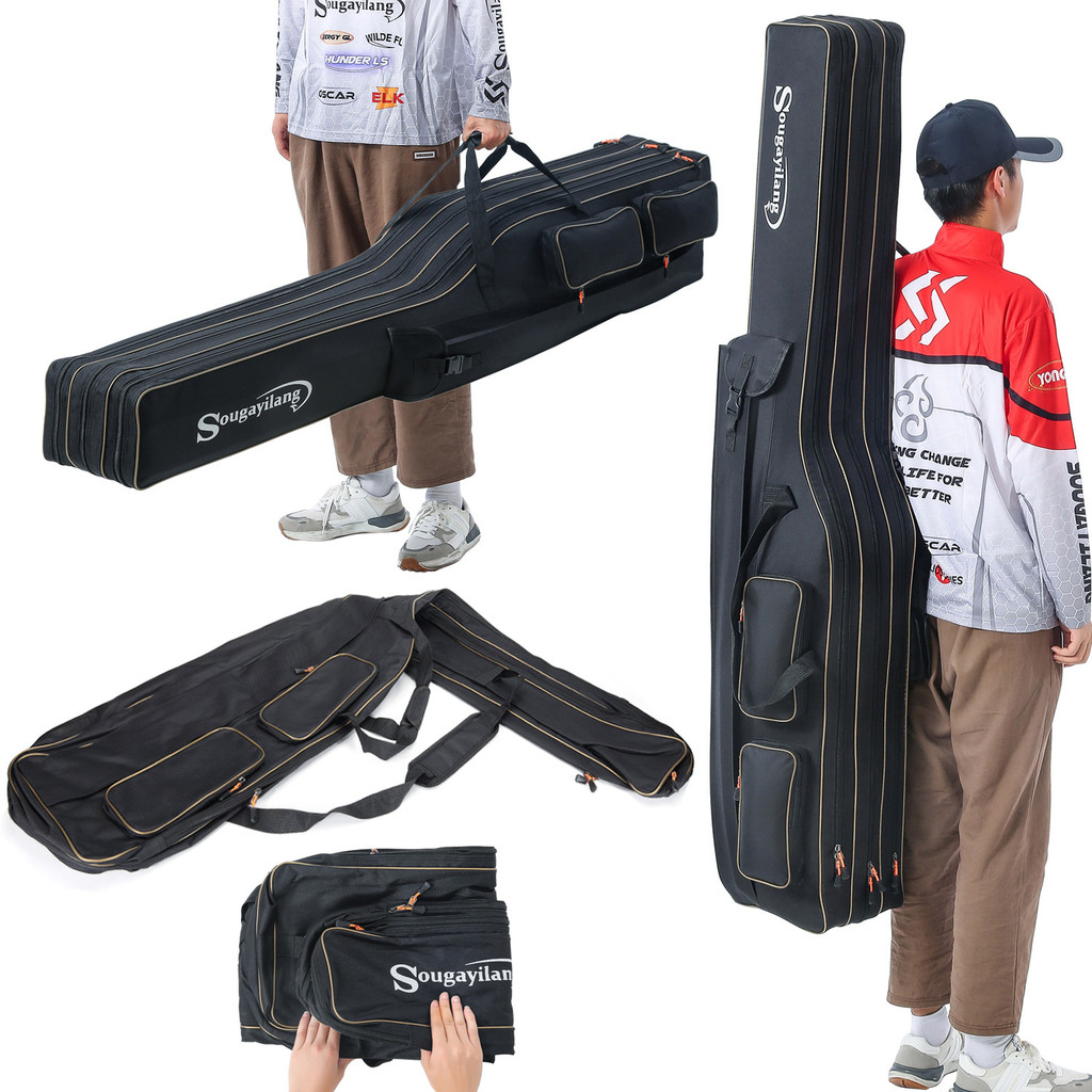 Sougayilang Fishing Rod Case, 3 Layers Organizer Fishing Pole Storage Bag Fishing Rod and Reel Carri
