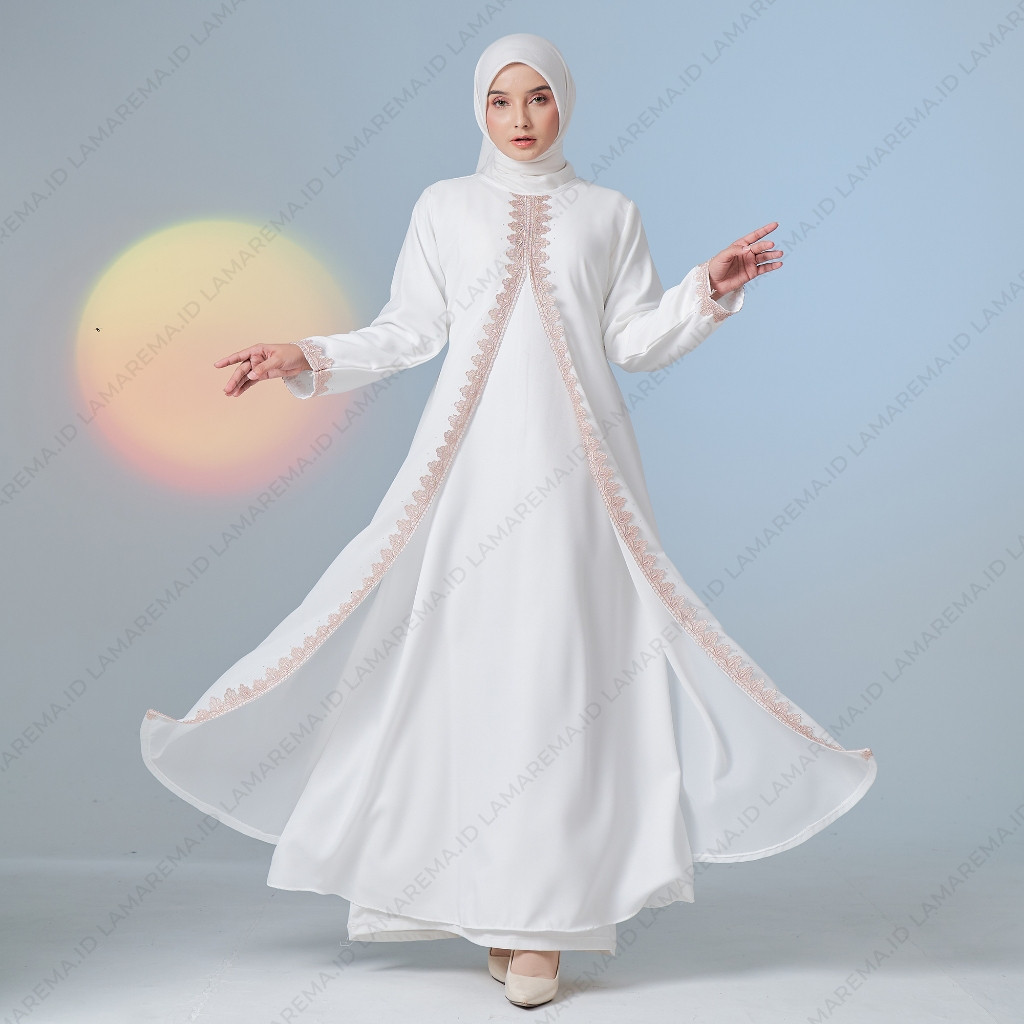 MACIAS_ Baju Gamis Abaya Putih Wanita Modern Mewah Dan Elegan Terbaru | Abaya Turkey Turki Warna Put