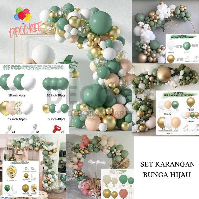 HIJAU/balon hijau/set balon hijau/balon pesta/balon tema/balon dekorasi/balon/pesta/ultah