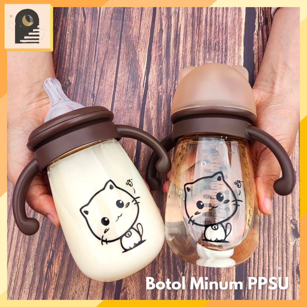 Either.id - Botol Minum Anak/Botol 2 IN 1 Dot dan sedotan/Karakter rabbit Bear Tutup Clip/import/bot