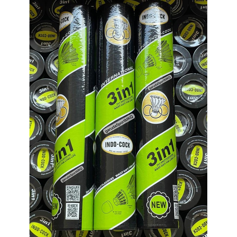 Cock badminton Indocock 3 in 1 / Shuttlecock Indocock 3 in 1 Hijau - 1 SLOP