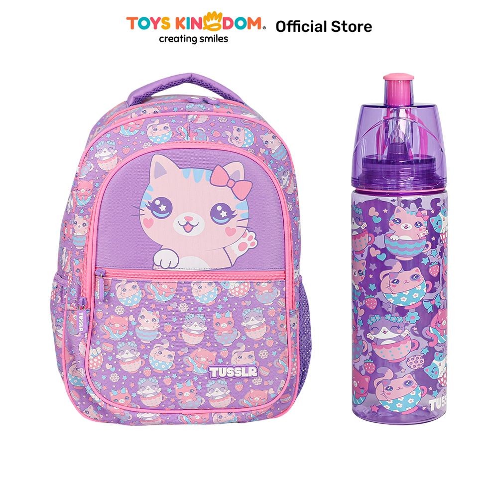 Toys Kingdom Tusslr Set Tas Ransel & Botol Minum Cat Versi 1 - Ungu School Stuff Student Tas Ransel 