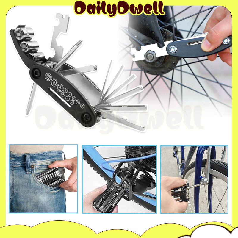 16 in 1 toolkit kunci lipat portable/kunci sepeda set shock sepeda tools serbaguna/kunci sepeda set