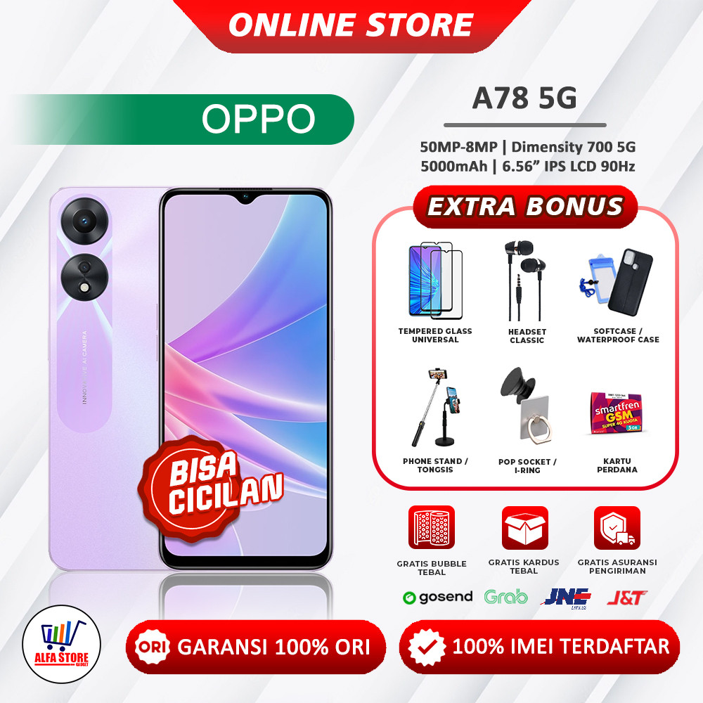 [SALE] oppo a78 5G a78 4G ram 8Gb(+8Gb)/256Gb 67W SUPERVOOC AMOLED FHD+ DUAL STEREO