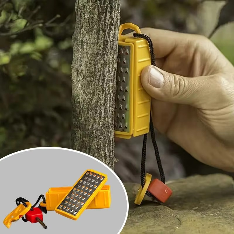 Outdoor Flint Survival and Camping Tools with Safety Rope Tinder Maker with Fire Starter Stainless S