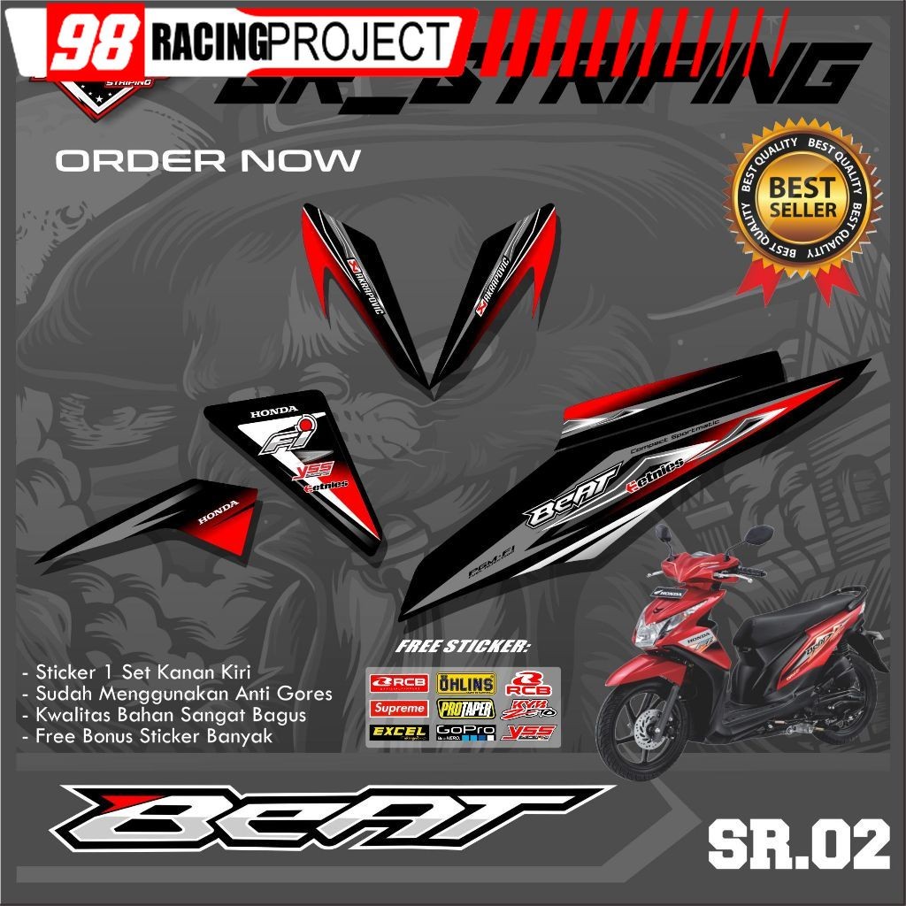 Striping Sticker Beat Fi Old 2012 2013 2014 2015 2016 Motif Desain Grafis Simpel Terlaris Stiker Var