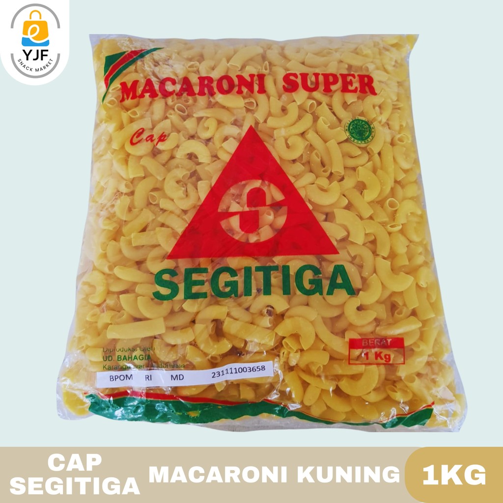 Cap Segitiga Macaroni Kuning 1KG / Makaroni Super / Makaroni Pipa / Marakoni Mentah / Macaroni Banta