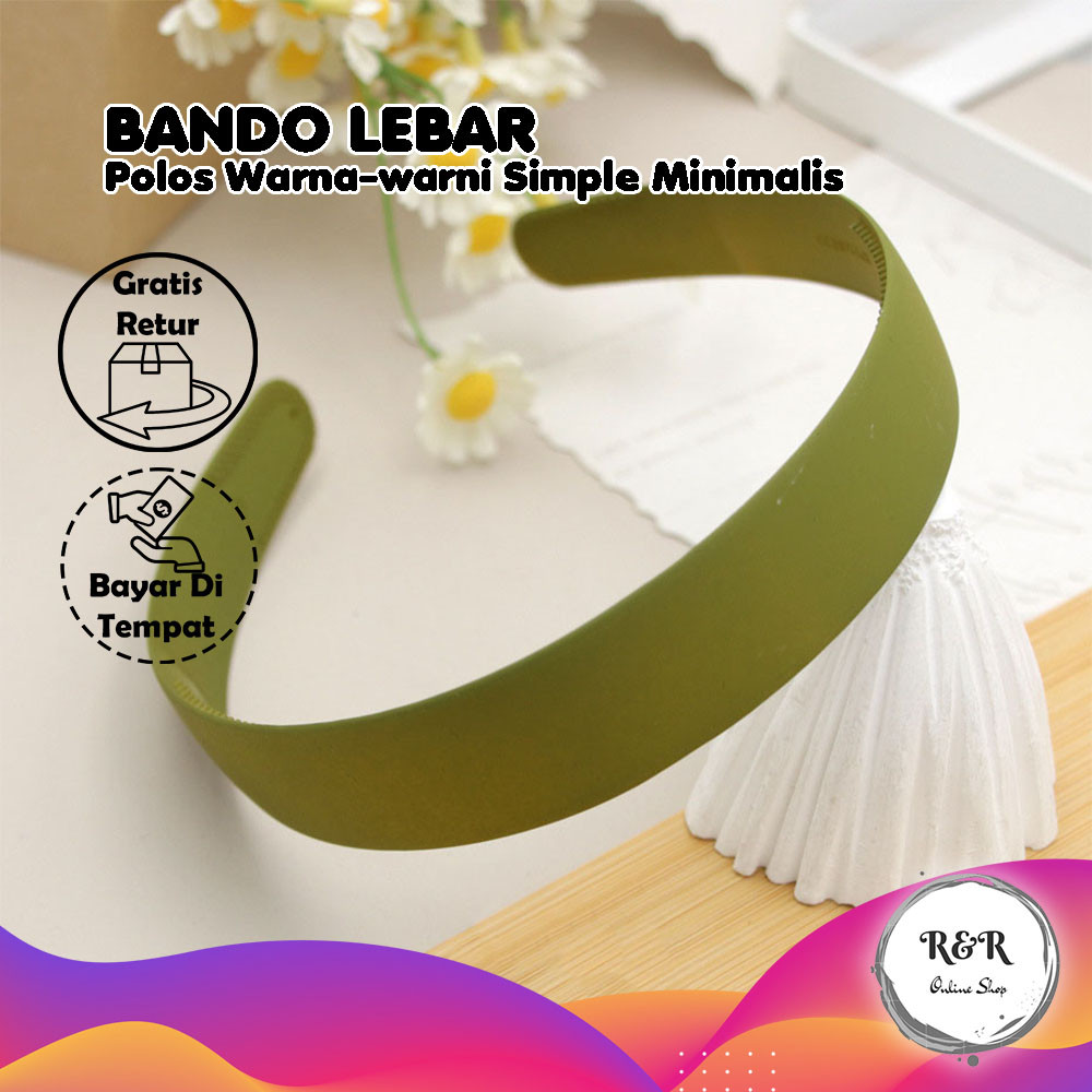 Bando Polos Lebar Simple Bando Fashion Aksesoris Wanita Kekinian Bando Polos Bando Rambut Warna Soli