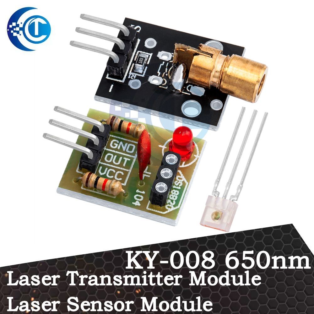 KY-008 650nm Laser Transmitter Module with Laser Sensor Module Non-Modulator Tube Laser Receiver Mod