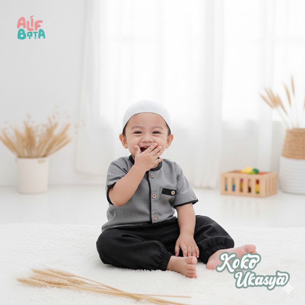 Koko Setelan Bayi Anak Laki Laki Newborn Usia 0  Bulan - 4 Tahun Pakaian Setelan Free Peci
