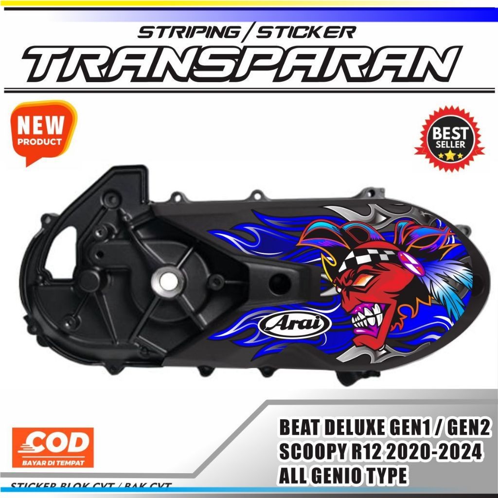 STKER BAK CVT / STICKER TRANSPARAN BLOK CVT LIS POLET MOTOR SCOOPY / GENIO / BEAT NEW DELUXE / CVT