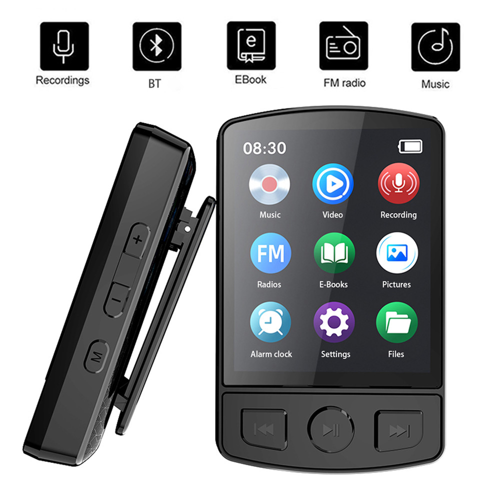 Portable MP3 Player Bluetooth 5.2 Music Stereo Speaker Mini MP4 Video Playback With LED Screen FM Ra