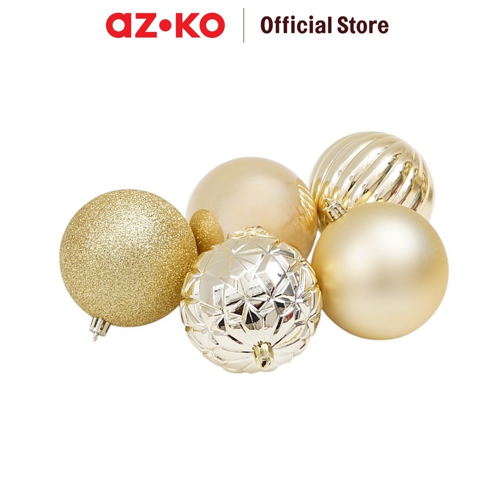 AZKO Noelle 8 cm Set 20 Pcs Bola Dekorasi Natal Christmas Y25 - Gold Hiasan Natal Pernak Pernik Nata
