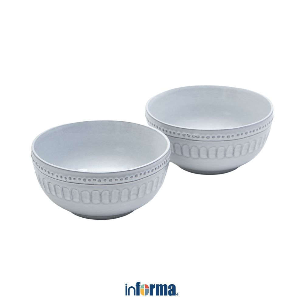 Informa Appetite 12 cm Set 2 Pcs Elio Mangkuk Saji - Putih Glaze Mangkok Dapur Serbaguna Serving Bow