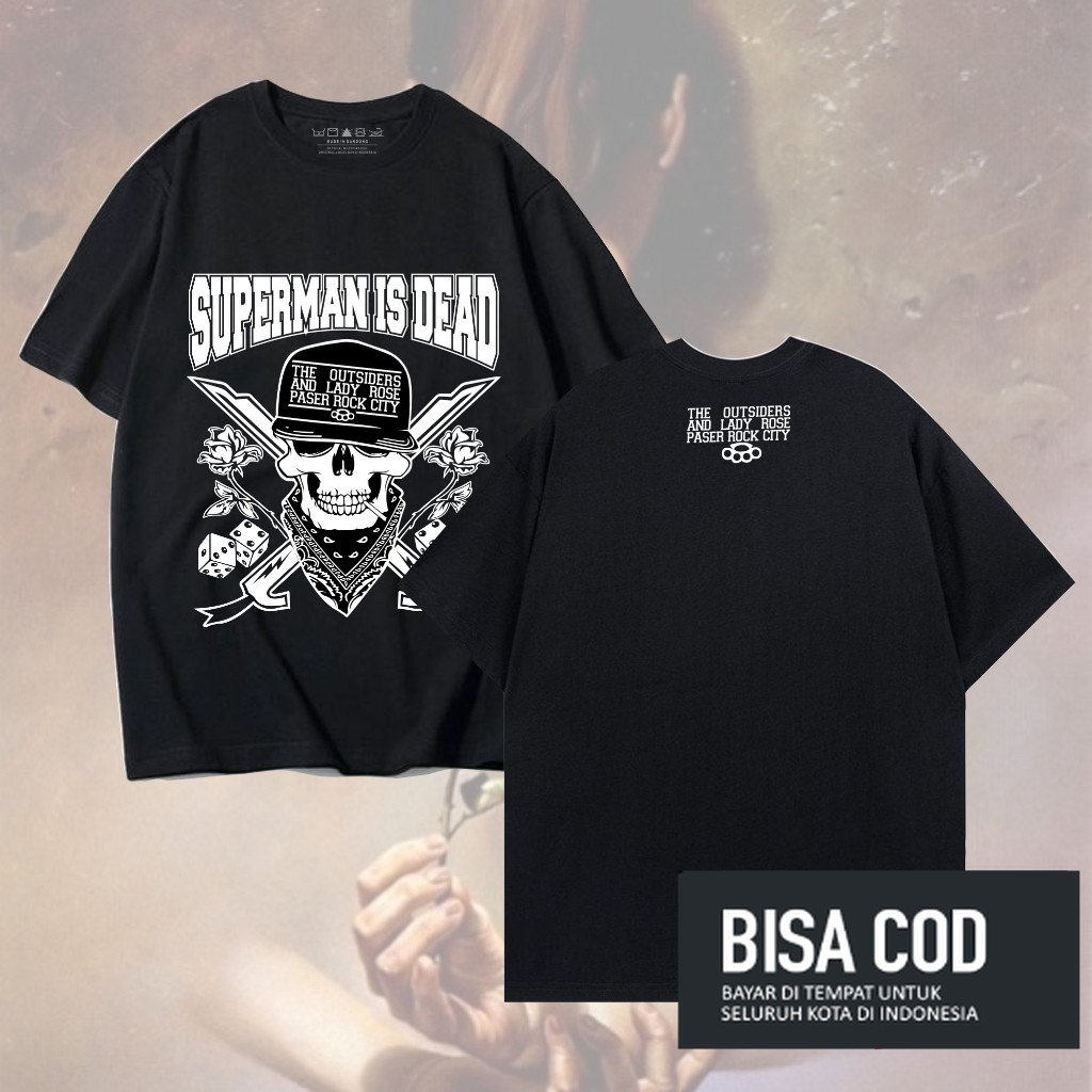 tshirt musik band SUPERMAN IS DEAD SID  original distro - kaos hitam pendek SID LADY ROSE HITAM dist