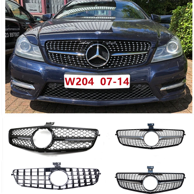 Front Bumper Grille For Mercedes Benz C W204 Sport Racing Grill AMG GT amond 2007 2008 2009 2010 201