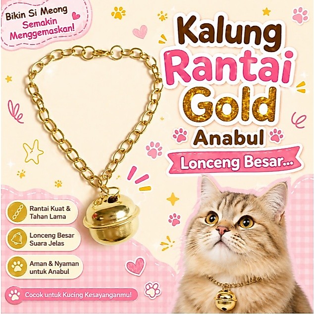 Kalung Rantai Gold Kucing Kalung Kitten Kalung Anjing Kecil