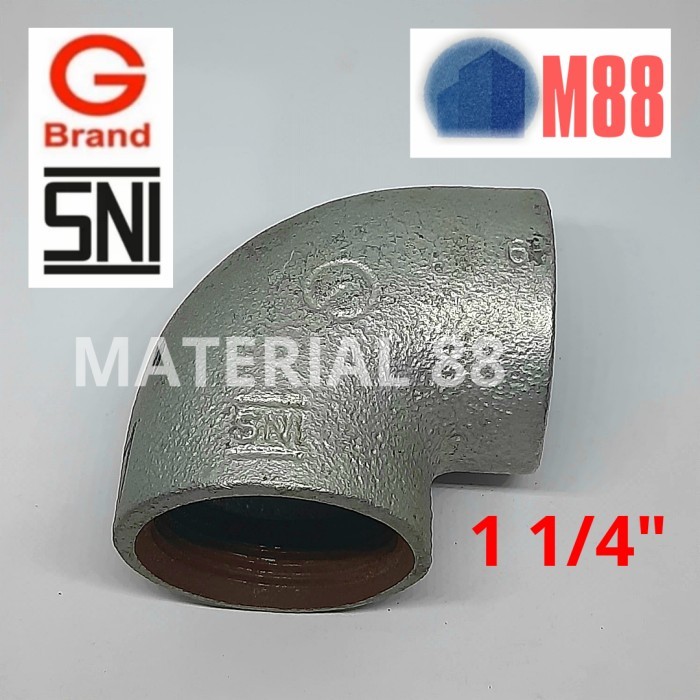 Knee 1 1/4 inch (1.25) Galvanis Besi Elbow Keni Drat Dalam