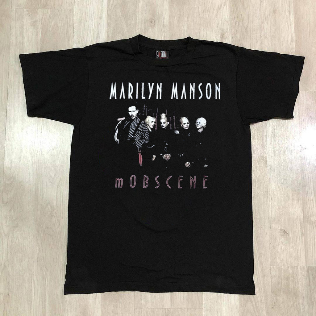 DKI  SHOP Marilyn Manson Marilyn Manson High Street FOG Vintage Rock longgar os lengan pendek T-shir