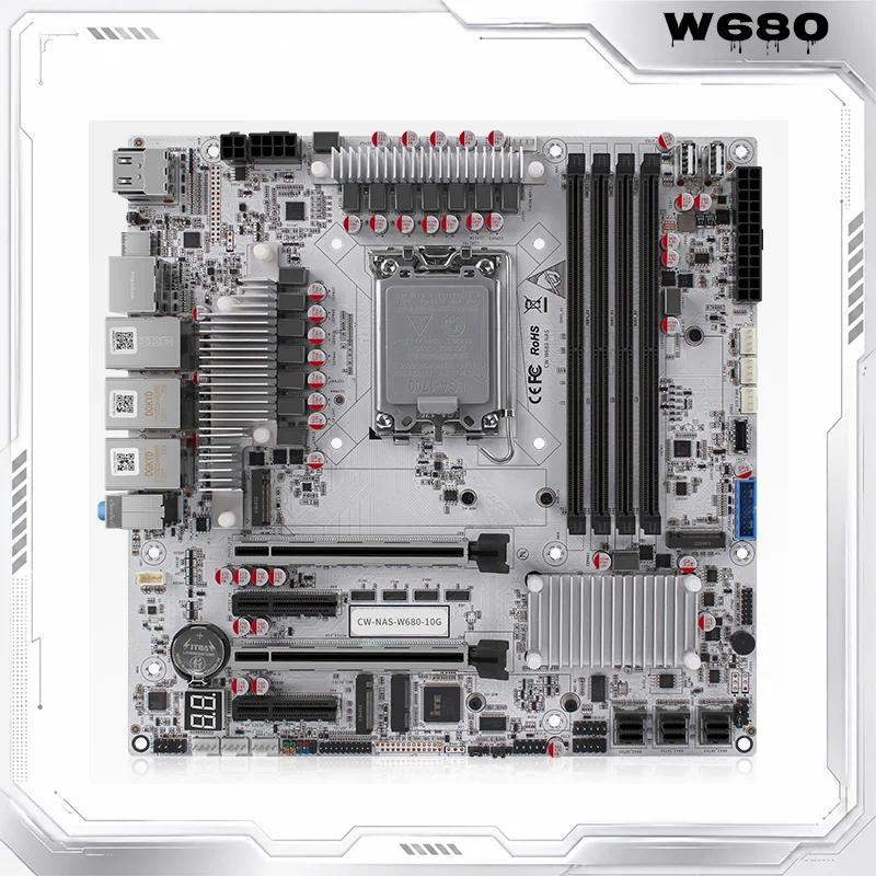 CWWK W680 Motherboard LGA1700 DDR5 Max 128GB Intel 12th 13th 14th Gen 10G LAN Dual 2.5G LAN Triple M