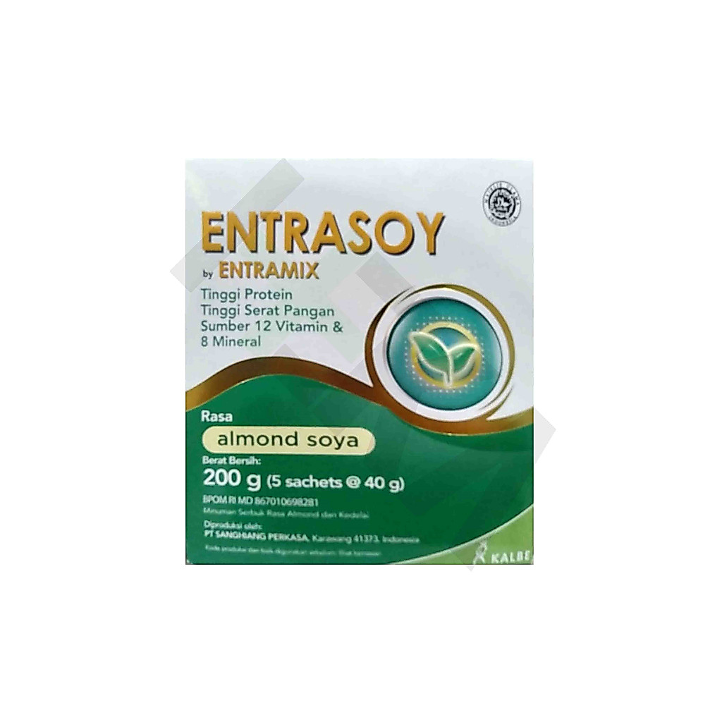 Entrasoy 200 g Almond Soya - Susu Nutrisi Dewasa Tinggi Protein Serat [Majapahit]