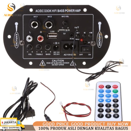 Modul Amplifier Mini Bluetooth Support USB TF FM Radio Subwoofer Speaker 5 sampai 8 Inci Serbaguna