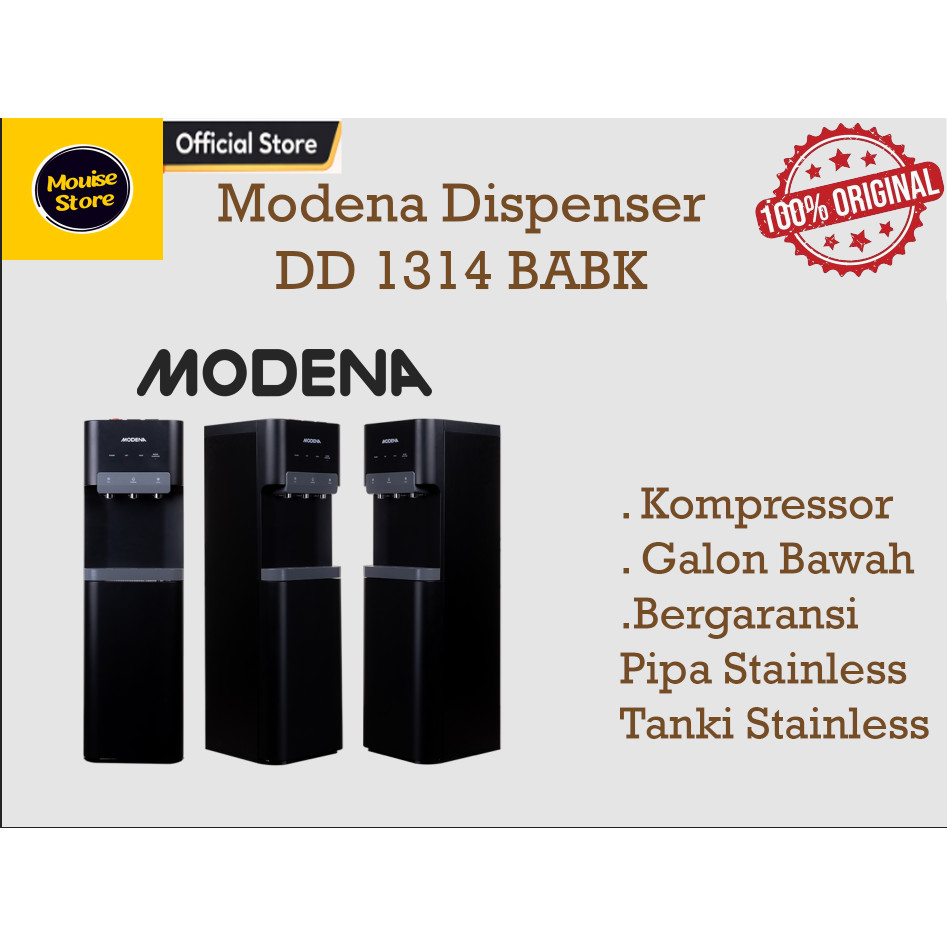 Dispenser MODENA DD1314BABK Galon Bawah Kompresor Low Watt